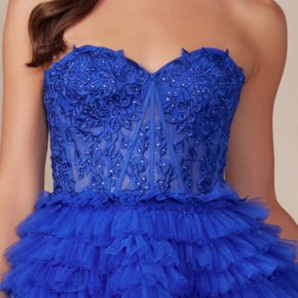 NEW FORMAL SLEEVELESS MINI RUFFLED COCKTAIL DRESS W/ SWEETHEART NECKLINE JT918S - Picture 5 of 9